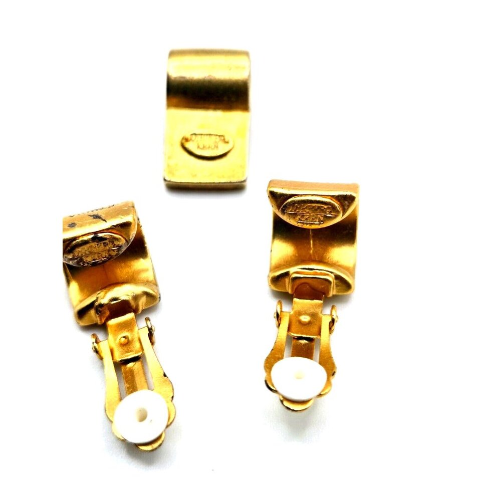 DRYBERG KERN signed Clip earrings and Charm "Nothing is Constant but Change" set